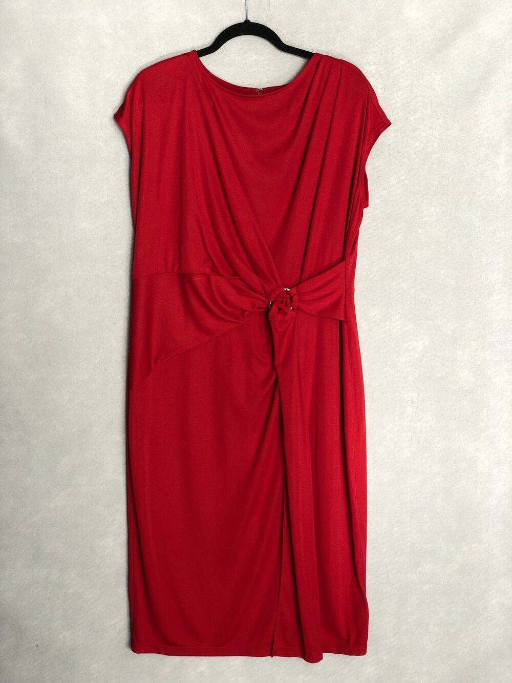 Lauren Ralph Lauren Gervas Short Sleeve Dress Red Women's Size 16 NEW - Picture 1 of 10